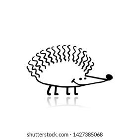 Frizzy hedgehog, black silhouette for your design