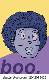 frizzy male character vector design with dumbfounded expression
