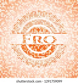 Fro abstract emblem, orange mosaic background