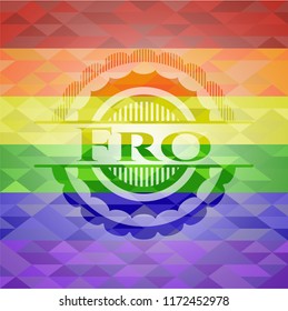 Fro on mosaic background with the colors of the LGBT flag