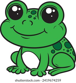 Frog 2D cartoon character clipart for children's book