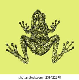 Frog abstract doodle style, animal black drawing vector. Good use for illustration, symbol, mascot, icon, or any design you want. Easy to use, edit, or change color.