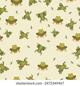 frog amphibian animal seamless pattern in vector suitable for ,background,fabric,cover,wrapping,wallpaper,etc