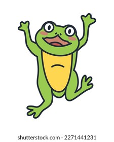 frog amphibian celebrating comic character