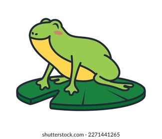 frog amphibian in leaf icon