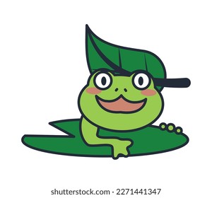 frog amphibian with leafs character