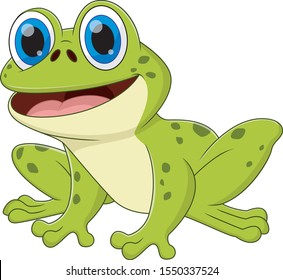 A frog animal cartoon sitting and smiling