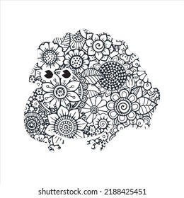 Frog Animal mandala coloring page . Hand drawn zentangle frog for coloring book for adult, shirt design 