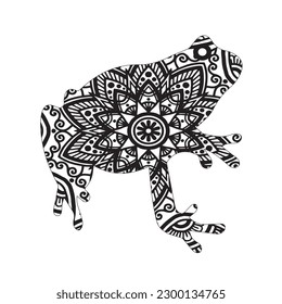 Frog animal mandala coloring page.Hand drawn zentangle frog for coloring book for adult, shirt design