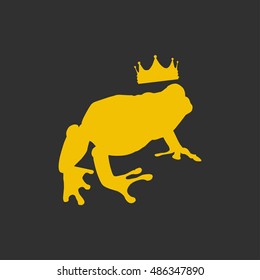 Frog animal silhouette with crown isolated vector illustration