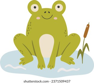 Frog animal vector, Abstract baby frog vector, frog baby animal, cute animal isolated, adorable frog for print, vector illustration