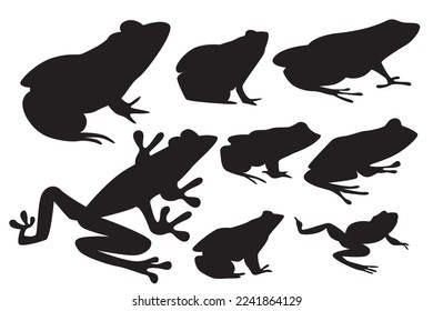 Frog animal vector. Amphibians. Frog silhouette collection 