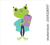 Frog Animal Work in Ambulance and Hospital Hold Clipboard Vector Illustration