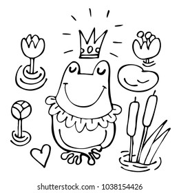 Frog. Animals. Crown. Vector graphic art for design. Cartoon. Character illustrations.