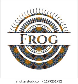 Frog arabic emblem background. Arabesque decoration.