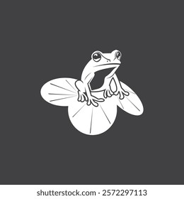 Frog Art Cartoon  Illustration with black background