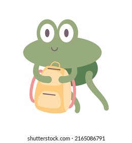 frog with backpack icon isolated