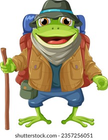 Frog Backpack Traveler Cartoon Character illustration