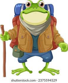 Frog Backpack Traveler Cartoon Character illustration
