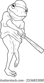 Frog Baseball Baseball bat Animal Vector Graphic Art Illustration