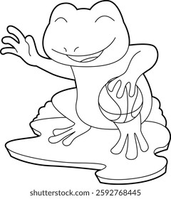 Frog Basketball player Basketball Animal Vector Graphic Art Illustration
