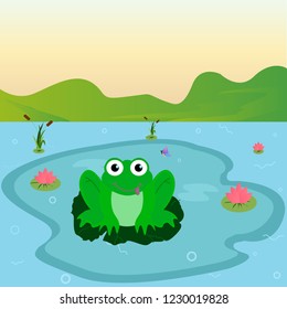 Frog in a beautiful pond