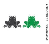 Frog black and green silhouette vector on a white background