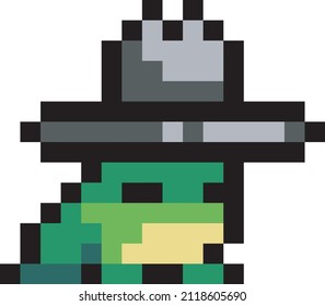 Frog with Black Hat  Pixel Art