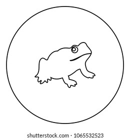 Frog black icon in circle outline