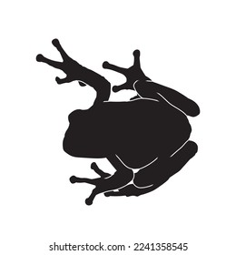 Frog black isolated silhouette on white background. Amphibian Vector illustration.