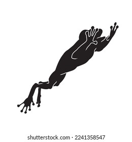 Frog black isolated silhouette on white background. Amphibian Vector illustration.