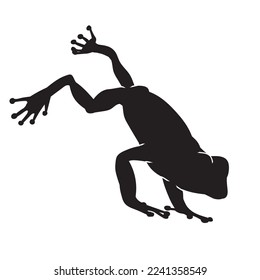 Frog black isolated silhouette on white background. Amphibian Vector illustration.