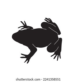 Frog black isolated silhouette on white background. Amphibian Vector illustration.