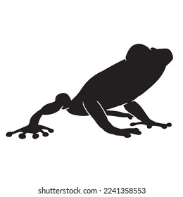 Frog black isolated silhouette on white background. Amphibian Vector illustration.