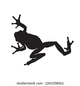 Frog black isolated silhouette on white background. Amphibian Vector illustration.