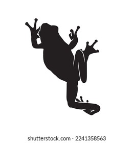 Frog black isolated silhouette on white background. Amphibian Vector illustration.