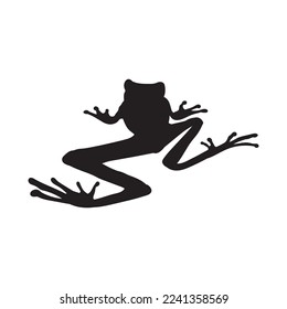 Frog black isolated silhouette on white background. Amphibian Vector illustration.