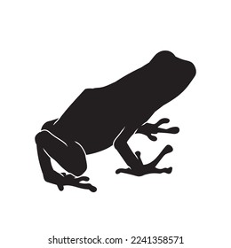 Frog black isolated silhouette on white background. Amphibian Vector illustration.