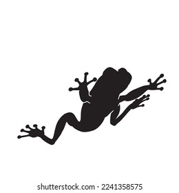 Frog black isolated silhouette on white background. Amphibian Vector illustration.