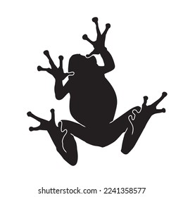 Frog black isolated silhouette on white background. Amphibian Vector illustration.