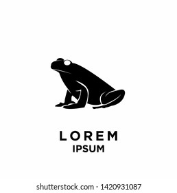 frog black silhouette white background isolated logo icon design vector illustration