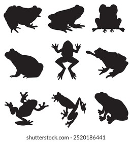 frog black Silhouette white background