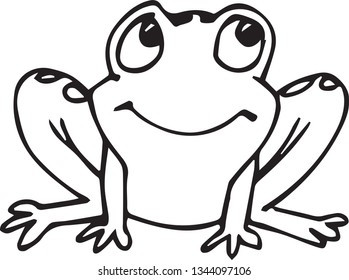 Frog black and white logo icon vector illustration drawing sketch