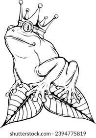 frog in black and white outline