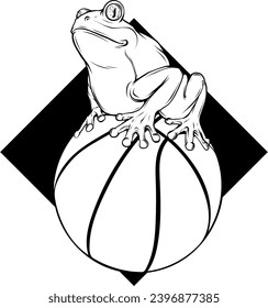 Frosch auf schwarz-weißem Hintergrund