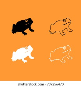 Frog black and white set icon .