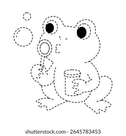 Frog Blowing Bubbles Outline for Coloring Page