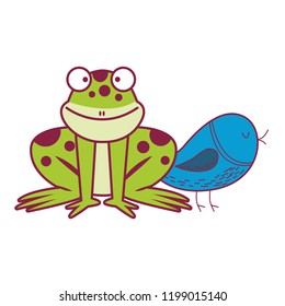 Frog and blue bird