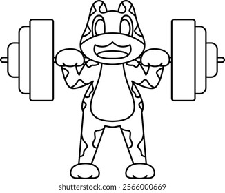 Frog Bodybuilder Dumbbell Bodybuilding Animal Vector Graphic Art Illustration