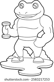 Frog Bodybuilder Dumbbell Bodybuilding Animal Vector Graphic Art Illustration